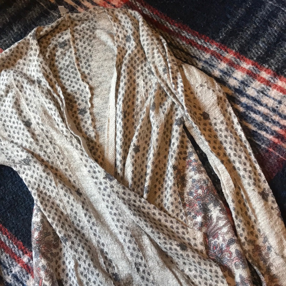 Tan and floral print cardigan
